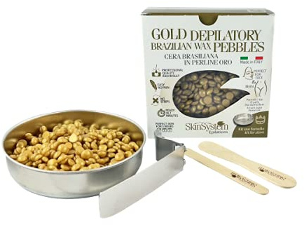 Skin System Kit Verwendung von Gold Depilatory Brazilian Wax Pebbles Brazilian Wax in Gold Beads, 130ml