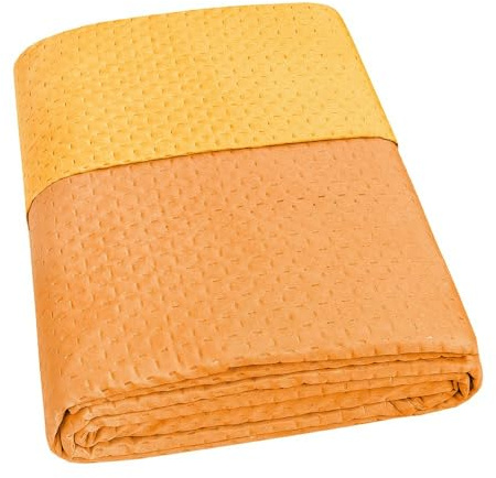 emmevi Trapuntino Copriletto Double Face Mezza Stagione Coperta Trapunta Leggera 2 Piazze Arancione