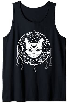 Magische okkulte Hexe Wicca heidnisch Haustier Katze Tier Sichel Mond Tank Top
