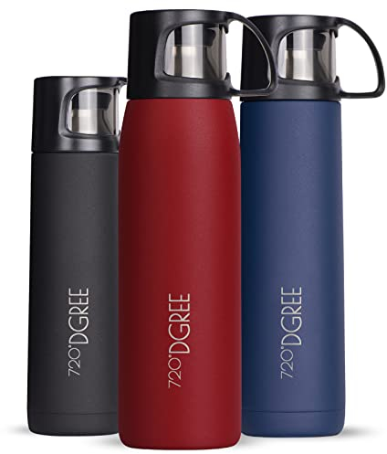 720°DGREE Thermoskanne mit Becher 1l “Follow” - 3 Größen, 12h Heiß, 24h Kalt, Auslaufsicher, BPA-Frei - Edelstahl Thermosflasche, Isolierflasche für Kaffee, Tee bei der Arbeit, Schule, To Go
