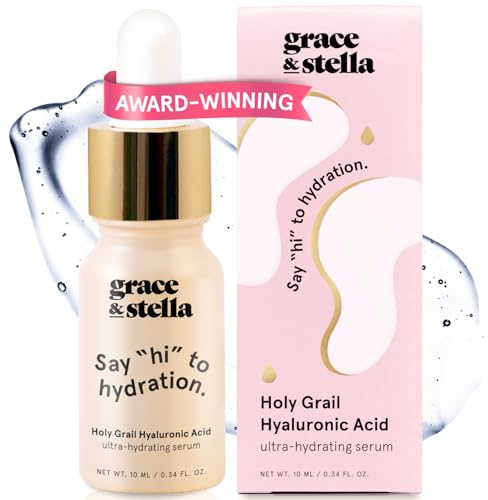 grace & stella - Hyaluron Serum Hochdosiert, Preisgekrönte Hyaluronsäure und Feuchtigkeitspflege, Anti-Aging-Pflege gegen Linien und Falten, Boosted Collagen, Microneedling Gesichtsserum, 10 ml