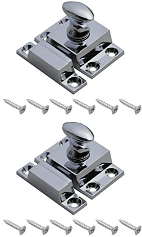 Chrome Turn Catches Harmac House® 2 Pack Twist Door Locks Cupboard Cabinet Wardrobe Thumb Turn Catch Latches (Chrome)
