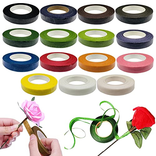 Woohome 15 Rotoli Nastro Fiorista, Floral Tapes per Confezioni di Bouquet, Carta da Regalo e Decorazioni per La Casa di Nozze