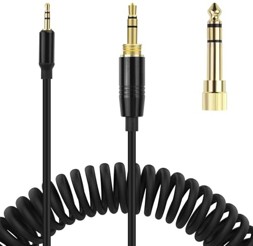 QC45 Coiled Audio Cable, Replacement Audio Cord Compatible with Bose QuietComfort QC 45, QC35 II, QC 35, QC 25, OE2 OE2i Soundlink SoundTrue Headphone with 6.35mm Adapter, 2.5mm to 3.5mm(4~16ft)