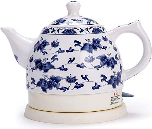 EKAYG Bouilloire Bouilloire Électrique En Céramique Bouilloire À Thé Sans Fil, Bouilloire À Thé Vintage 1L, 1350W Eau Express Café, Soupe, Base Amovible, Arrêt Automatique de L'Ali