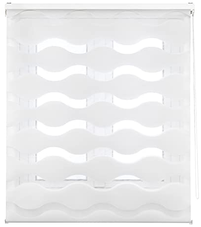 Decorblind Doppellagiges Rollo für Nacht und Tag, Installation an Wand oder Decke, Maße 160 x 180 cm (B x L), Stoff 157 x 175 cm, Weiß, für Fenster