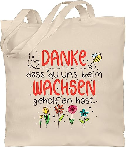 Shirtracer - Baumwolltasche - Erzieherin Taschen - Danke dass du uns beim Wachsen geholfen hast - Abschiedsgeschenk Kindergarten Erzieher Tagesmutter