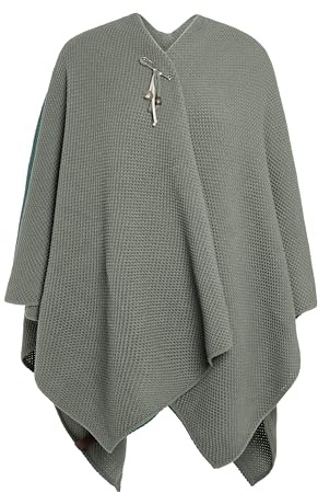 KNIT FACTORY - Jazz Poncho - Elegant Gestrickter Damen Cape - Wickelschal mit Wolle - Hochwertige Qualität