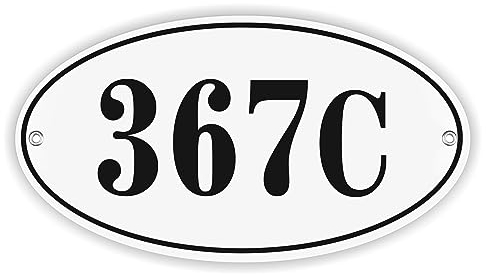 Hausnummer Hausnummernschild Emaille 18x33 cm Oval, Emailschild, Hausschild, Individuell anpassbare Hausnummer, Vorbohrungen, Wetterfest, Türschild, Wunschtext, Keramik Emaille (Weiß)