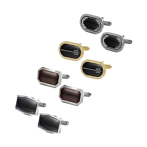 Krawattenklammern for Männer, personalisierte Krawattenklammer, 4 Paar Manschettenknöpfe, Herren-Hemd-Manschettenknöpfe, Hochzeitsgäste, Ehemann, Schmuck, Business-Krawattenklammer ( Color : 27-1SIZE