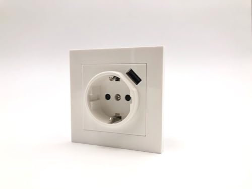 British General Mecanismo BG Pack 3 Unidades ENCHUFES Toma SCHUKO 2P+TT con 1 Puertos USB 2.1AMPERIOS Serie London Ideal para COMEDORES. RECARGAR MÓVIL