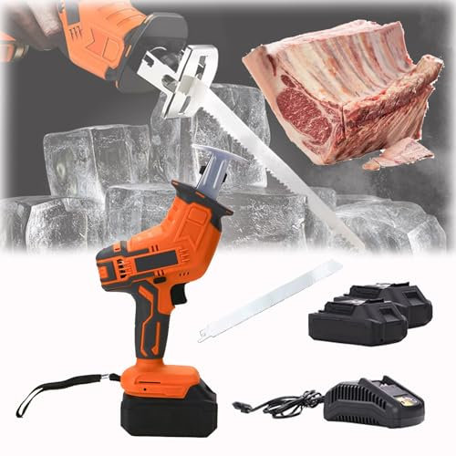 Scie à Os Boucher Électrique 20V Scie Sabre sans Fil pour Commercial et Domestique, pour Couper Les Aliments Surgelés, Poignée Antidérapante Absorbant Les Chocs (Taille : 2 Battery+1 Sawtooth)