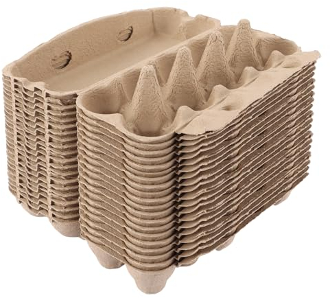 ZOFUN Cartoni per uova, confezione da 10, confezione da 20, scatole per uova non stampate con coperchio per 10 uova, scatole per uova biodegradabili per uova (marrone)