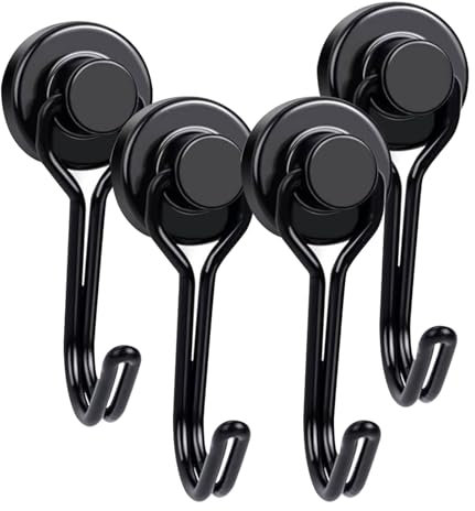 KARELLS Crochets Magnétiques,Crochets Aimantés Magnétiques,4Pcs Aimant Crochet,Crochet Magnetique Frigo,Aimants Puissants Crochets,Crochets Magnétiques Extra Forts,Crochet Aimanté Puissant (Noir)