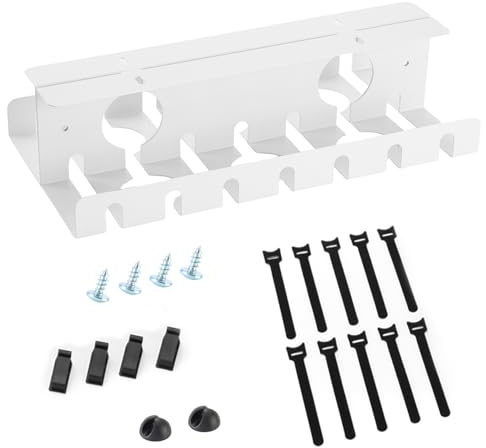 OSteed Under Desk Cable Management Tray 2 Pack White, Home & Office Standing Desk Cord Organizer