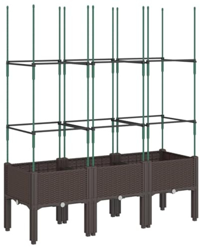 vidaXL Jardinera con Enrejado, Maceta para Verduras Plantas Flores, Macetero de Hierbas, Arriate para Jardín Patio Balcón Terraza, PP Marrón