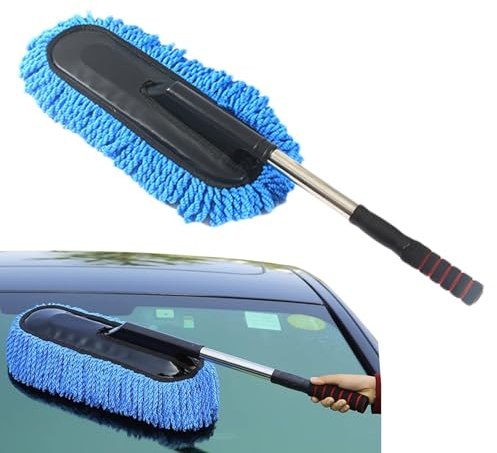 Plumero para coche exterior sin arañazos, plumero para interior de coche | Cepillo extensible para detalles automáticos - Plumero de microfibra para coche, exterior, sin arañazos, plumero multiusos co