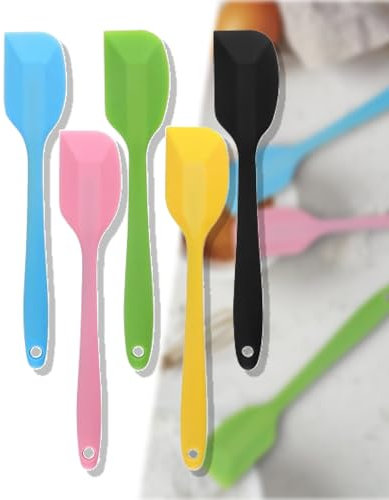 Lot de 5 Spatules en Silicone Résistantes à la Chaleur,Spatule Raclette,Spatule Cuisine,Spatule Silicone,Ustensiles de Cuisine Antiadhésifs Sans BPA pour la Cuisson et la Pâtisserie,Maryse Pâtisseri