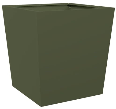 vidaXL Garden Planter, Plant Pot for Patio Balcony Terrace, Flower Pot for Flower Herb Plant, Outdoor Planter Box, Olive Green Steel