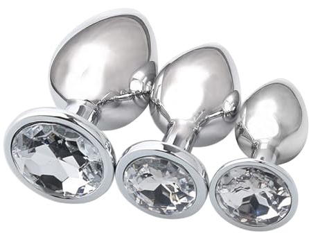 3 PCS Butt Plug, Stainless Steel Anal Plug in 3 Sizes, Rustproof Buttplug Anal Sex Toys for Men Women, Washable Butt Plugs Sex Toyscouples for Couples Gays (7cm 8.2cm 9cm) (White)