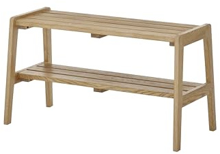 Robas Lund, Sitz-/Garderobenbank BANTRY, Eiche massiv, Natur geölt, A-Form mit Ablage, B/H/T: 80/45/36 cm