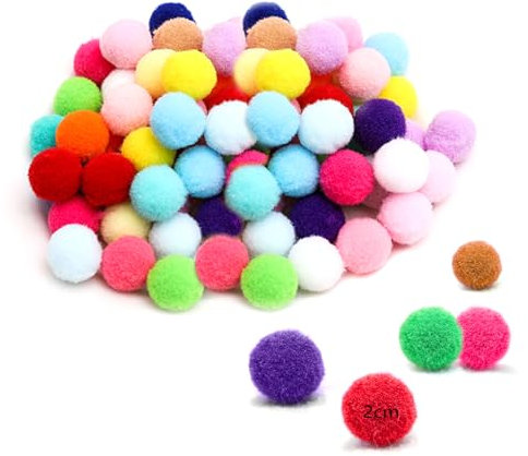 Eupneicu Pompons [100 Stück], 20mm Pompons Zum Basteln, Mini Filzkugeln Multicolored Flauschigen, Für Partydekoration, Girlanden, Quasten, Haarschmuck, Kleidung