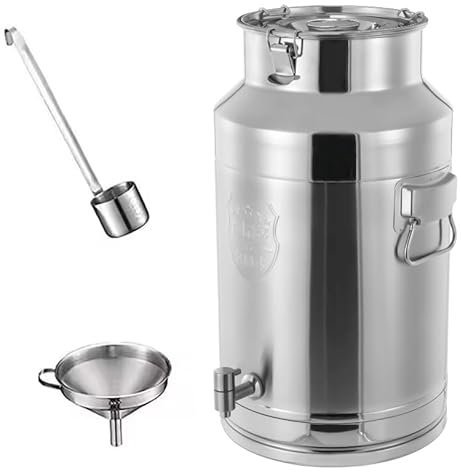 Lechera de Acero Inoxidable 201 con Tapa y Grifo de Silicona, balde para Vino, Jarra de Mano, balde para Leche, asa portátil, fácil de Transportar, 35 l