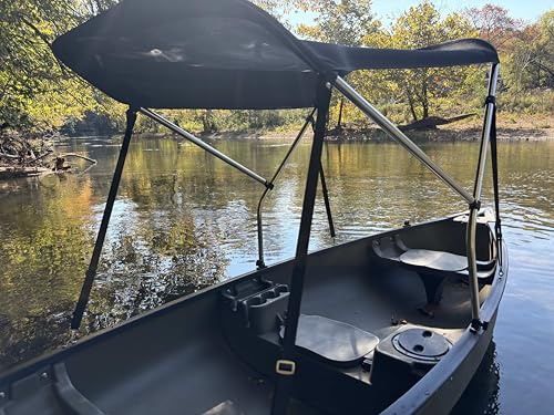 Cypress Rowe Outfitters Black Canoe/Kayak Sun Shade/Canopy Bimini Top - Perfect Umbrella for Kayaking, Canoeing, Fishing Awning to Block UV & Heat Rays and Rain Protection