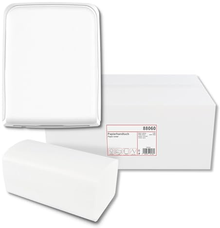 HYPAFOL Handtuchpapierspender Maxi Interfold Weiß Matt - Hygienespender für V-Falz Papierhandtücher, 600 Blatt Kapazität (weiß matt, Spender + Handtuchpapier)