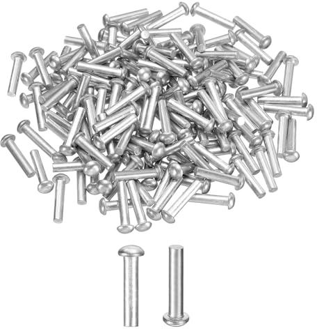 sourcing map 150 remaches de aluminio sólido con cabeza de brasero, M3 de diámetro x 14 mm de longitud, remaches de aluminio de cabeza redonda para reparación de barcos, maquinaria, aviones, industria