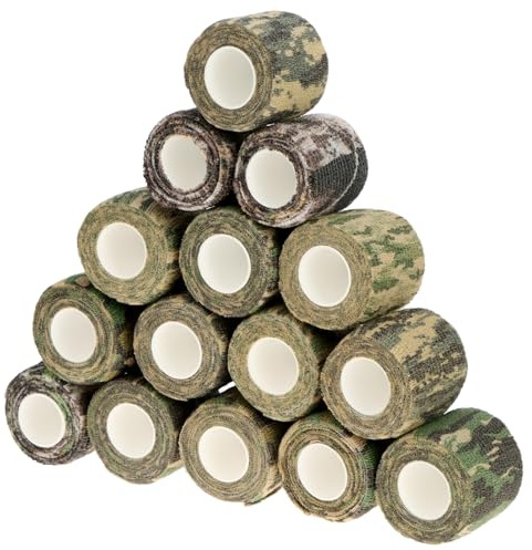 QWORK® 15 Rollen Camouflage Tarn-Tape Set - Wasserfest, Selbsthaftend, Rückstandsfrei, 4.5m x 5cm, für Outdoor & Fotografie