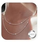 Diorra 2Pcs Stück Kette Damen, 925 Sterling Silber Halskette Layerd Singapurkette Figaro Schlangenkette Cuban Kette Set Silberkette Damen 925 ohne Anhänger Schmuck Ketten für Frauen