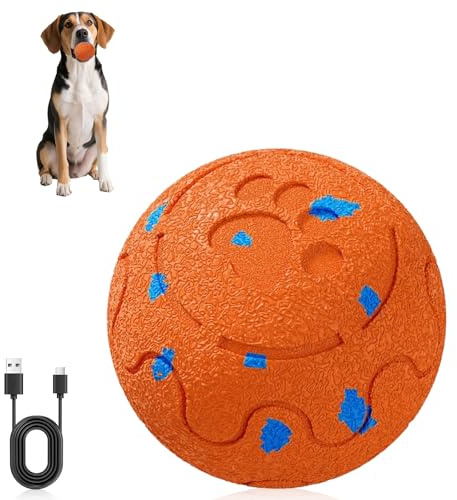 KLYNGTSK Hundespielzeug Intelligenz, Hundeball Welpenspielzeug Ball Wicked Ball Dog Ball, Intelligentes Interaktives Hundespielzeug mit Licht und 3 Spielmodi (orange/no Light)
