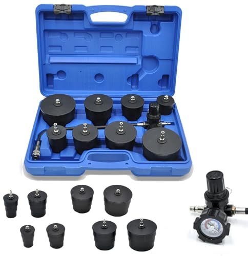 9tlg Turbolader Ladeluft System Adapter Set, Boost-Lecktest-Kit mit Manometer-Tester, Prüfwerkzeug für Ladeluftschläuche, Ladeluftkühler Abdrücksatz Abdrücken Tester Druckbereich 60bar-80psi