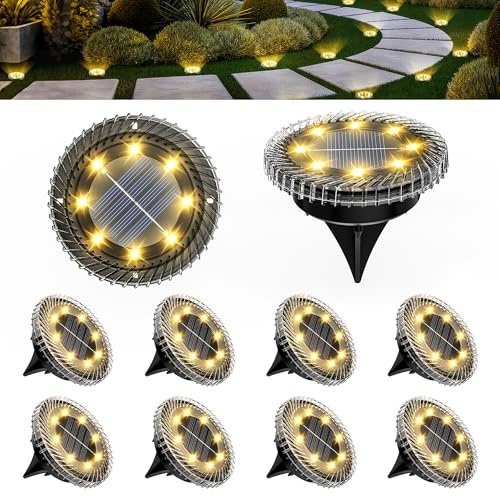 Solpex Solar Lights Outdoor Garden,10 Pack Solar Ground Lights,IP65 Waterproof for Stairs, Patio, Pathway(Warm White)
