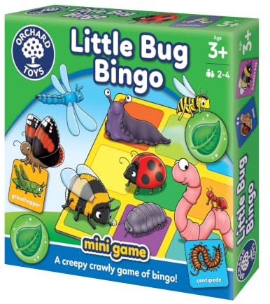 Orchard Toys Little Bug Bingo, Compact Mini Game for Boys, Girls and Toddlers, Age 3+ years, Ideal for Holiday and Travel, 2-4 Players