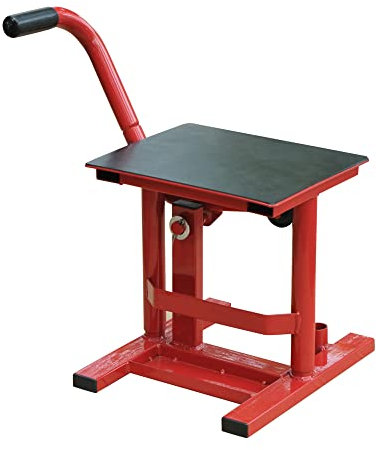 HOMCOM Caballete Tipo Soporte Elevador de Motocross de Acero Plataforma Tipo Peana Universal para Reparación y Estacionamiento Accesorio de Motos Altura Ajustable 28x34x30-40cm Carga 150kg Color Rojo