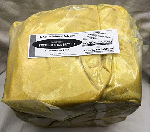 Pure African Yellow Shea Butter 5Lbs Premium 100% Natural Virgin RAW Organic Grade A Unrefined Ghana Skin Beauty Care Face Body Hair Scalp Non GMO 2.26Kg Karite by GREENandORGANIC