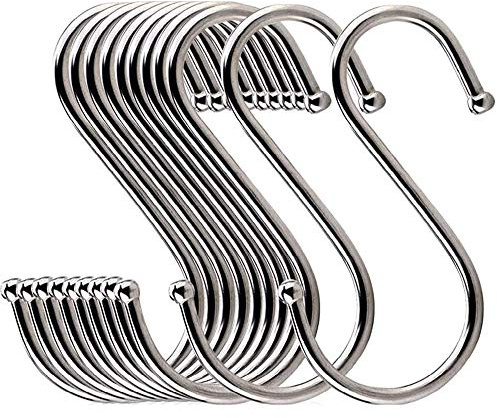 Meiyaa 10PCS S Hook Stainless Steel Hanger Rack Butcher Meat Dryer Hanging Pot Pan for Kitchen,Bathroom,Bedroom and Office (Large)