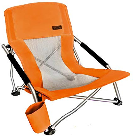 Nice C Strandstuhl Klappbar Leicht, Strandstühle, Strandstuhl, Campingstuhl, Strandstühle für Erwachsene Ultraleichter Campingstuhl mit Getränkehalter & Tragetasche (1 Packung von Orange)