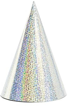 6Pk 16Cm Silver Holographic Party Hats