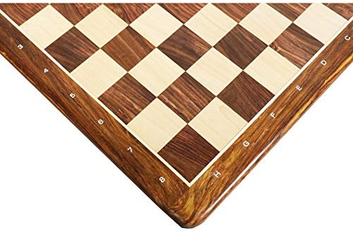 RoyalChessMall - 53,3 cm großes Schachbrett - Goldenes Palisander & Ahorn - 55 mm quadratisch - algebraische Notationen