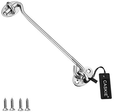 Sturmhaken, Kabinenhaken 304 Edelstahl Helter Locking Türschloss für Türen Garagentor Fenster Silber (200mm /8)