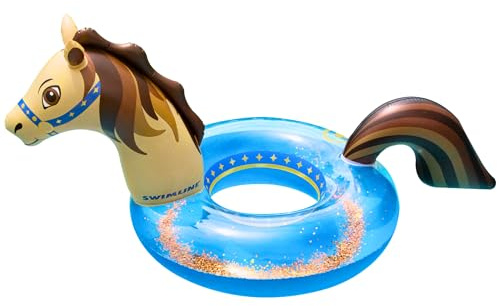 Swimline Glitter Hobby Horse Pool Ring – Inflatable Lounge Float with Fun Design for Adults & Teens – Durable Vinyl Ring for Pool, Lake, or Beach – Easy to Inflate and Store