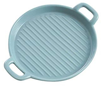 ZHANGXIAO Teglia Padella in Ceramica Banda Ciotola Rotonda Utensili da Cucina per Forno, Torta, Torta, Pizza, Frigo Freezer & Lavabile in Lavastoviglie (Colore : Blu, Dimensione : 20cm)