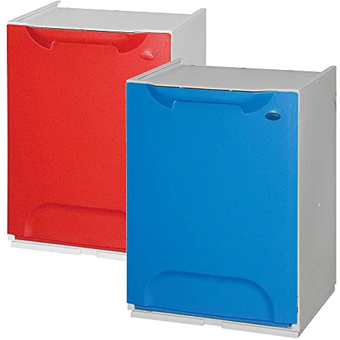 WELL HOME MOBILIARIO & DECORACIÓN ECO-LOGICO Pack de 2 papeleras de reciclaje en polipropileno color azul y rojo, con depósito en el interior, 47x34x29 cms. c/u
