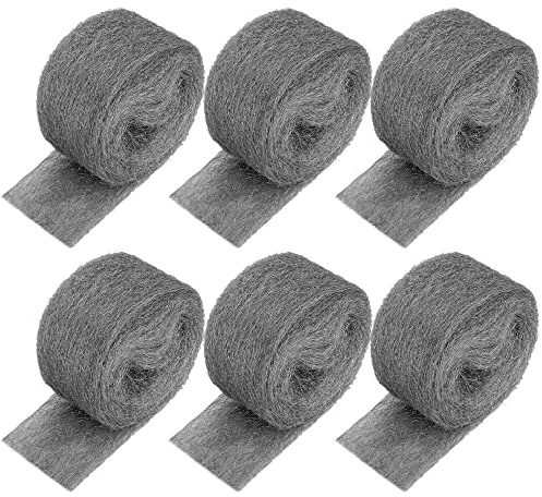 JINGTONG 78 Feet Steel Wool Mice Control, Steel Wool Fill Fabric, Hardware Cloth Coarse Wire Wools for Block Holes Wall Cracks Vents in Garden House Garage (6 Rolls)