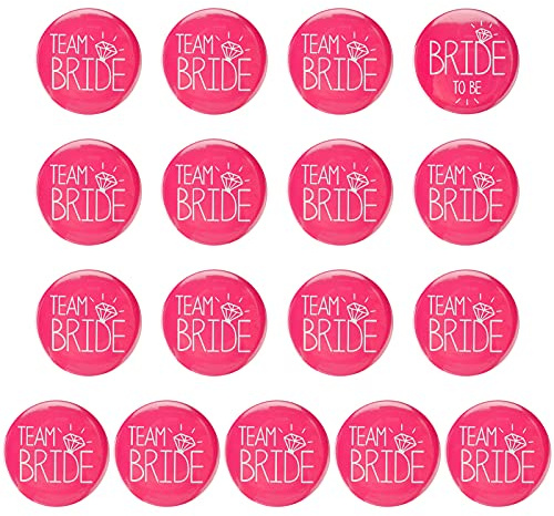 AIBAOBAO 17 PCS JGA Buttons 1x Braut Buttons 16x Team Braut Buttons Junggesellinnenabschied Anstecker, Braut Sticker für Hochzeit Brautaccessoires, Bachelorette Abschlussball Party Deko Zubehör