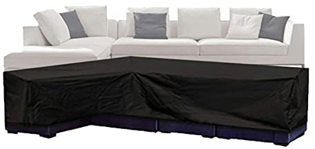 Housses De Meubles De Patio, Extérieur Imperméable Housse De Canapé D'angle en Forme De V, Jardin 210d Oxford Housse De Canapé Sectionnelle,Black-222X286X82cm/87X113X32in