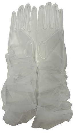 ZUYPSK Braut Vollfinger Lange Handschuhe Hochzeit Arm Stulpen Brautstulpen aus Transparent Tüll Ball Accessoires elegante Party Cocktail (Grau, Einheitsgröße)